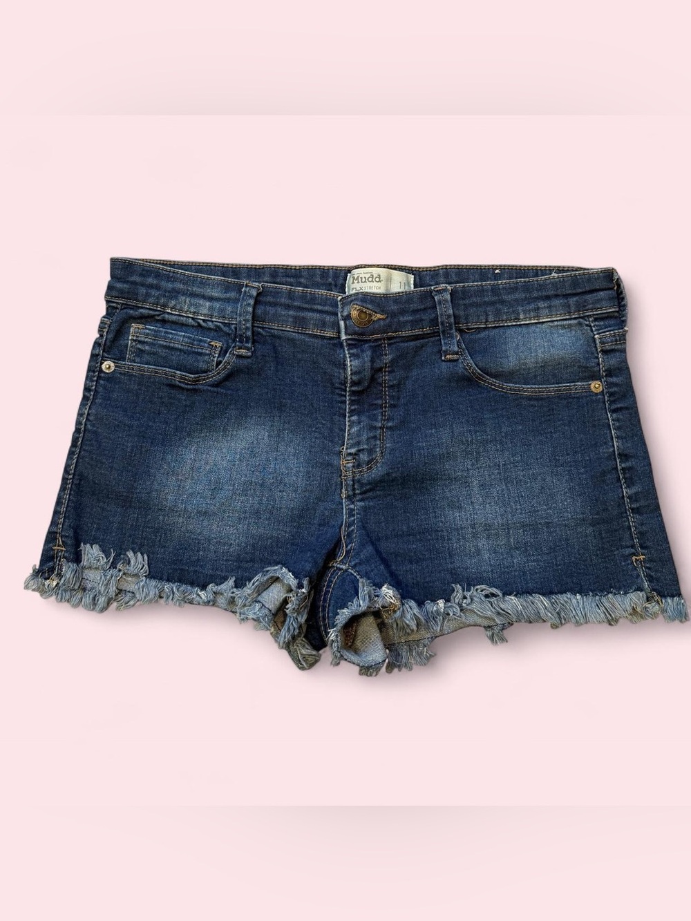 Mudd Women's Dark Wash Denim Frayed Cutoff Shorts